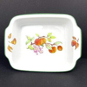 Royal Worcester Evesham Green Rectangular Baker 12 in x 9 in Porcelain England